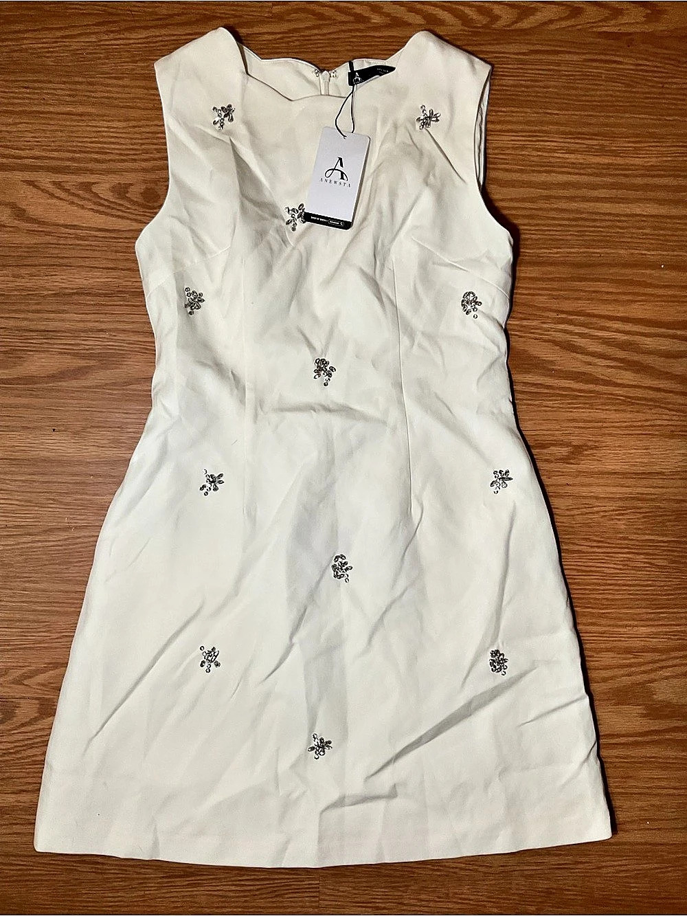 Anewsta Embellished Mini Dress in White NWT 8